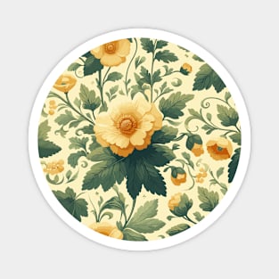 Yellow Flowers and Green Leaves Pattern Magnet